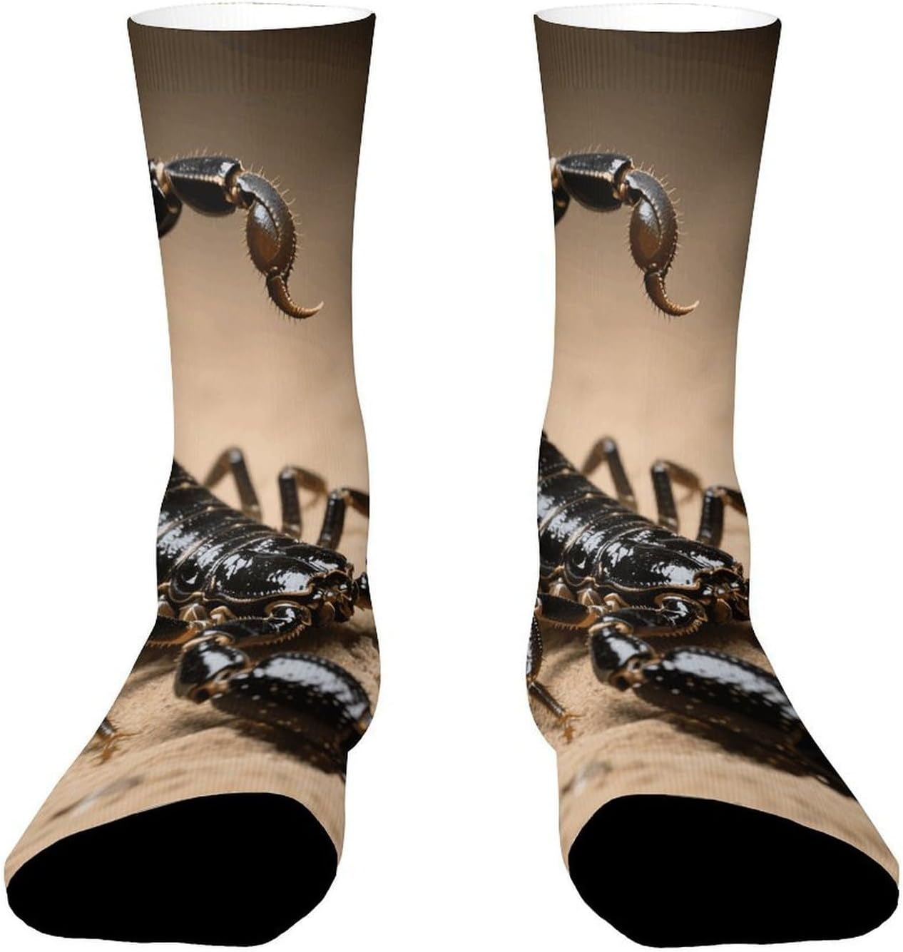 Black Scorpion Crew Socks Moisture Wicking Ankle High Cushioned Arch Support Seamless Toe Athletic & Casual