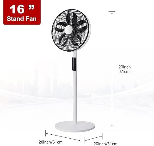 Miniatura 2 de Ventilador de pie para dormitorio, 8 velocidades, control remoto de 20 pulgadas, ventilador oscilante para sala de estar, oficina en casa