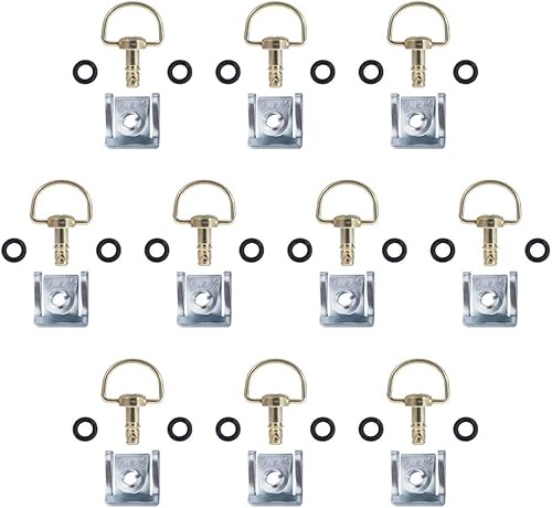 MOTO4U Sujeciones de carrera de liberación rápida para motocicleta, 14 de vuelta, 0.669 in de longitud de anillo en D en oro (paquete de 10)
