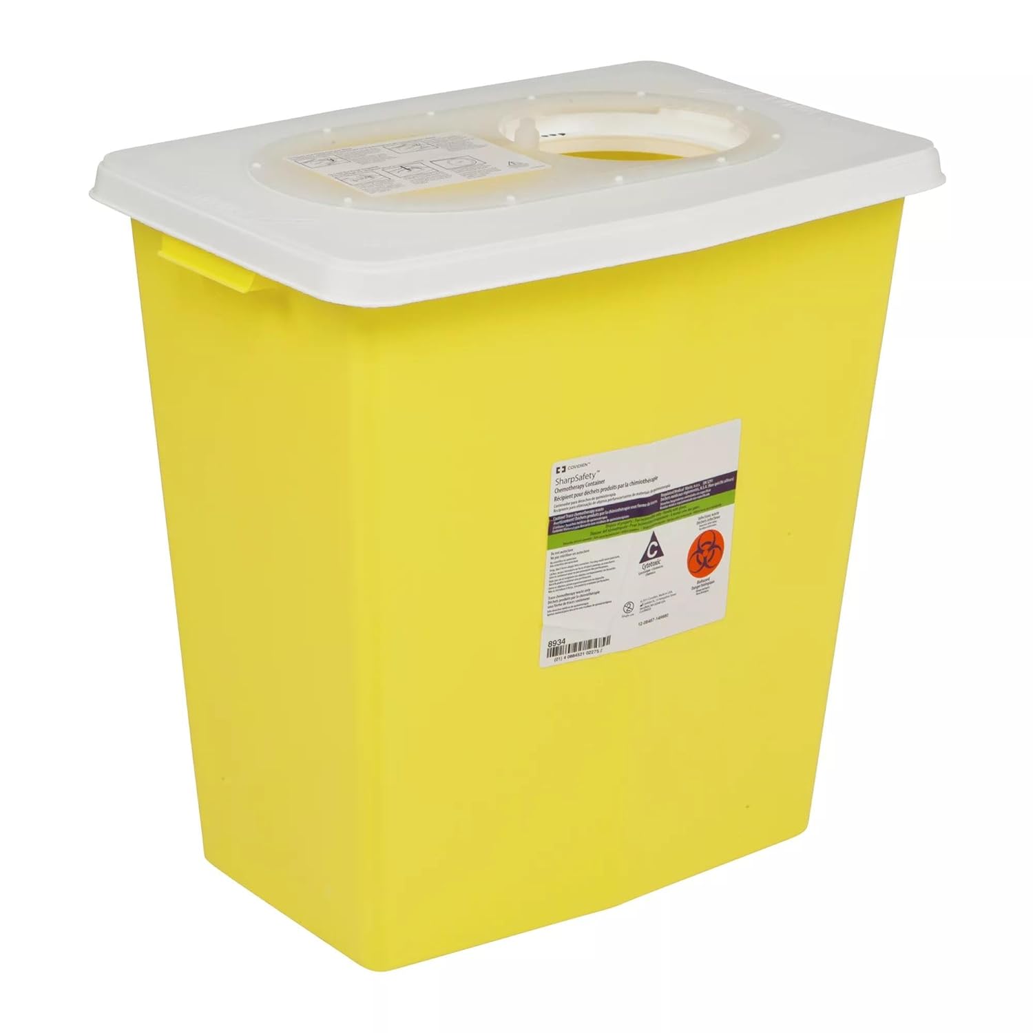 SharpSafety™ Chemotherapy Container, PGII, Slide Lid, Yellow, 12 Gallon, Case of 10