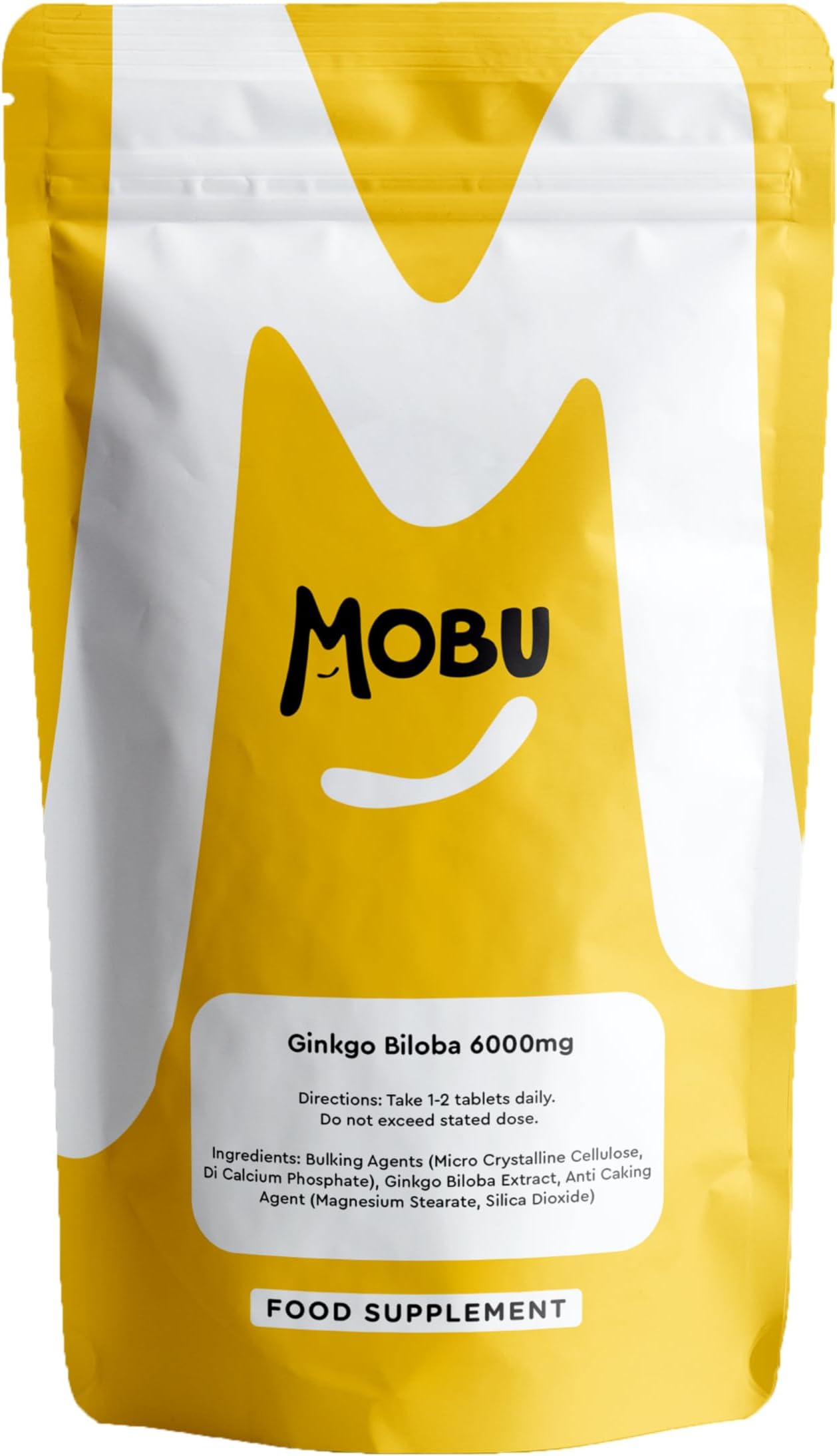 Ginkgo Biloba 6000mg 120 Tablets – Memory & Cognitive Function – Vegan UK Made – GMP Approved MOBU