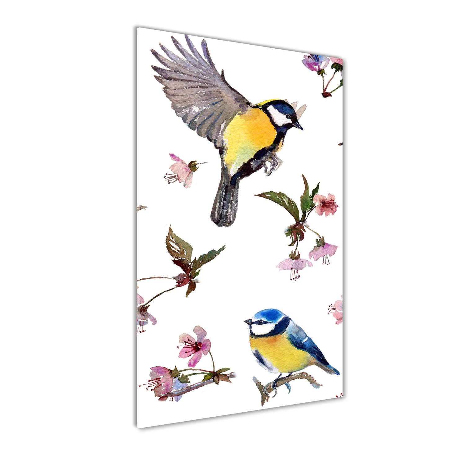 Peinture sur verre trempé oiseaux fleurs pour sublimer la décoration de chambre