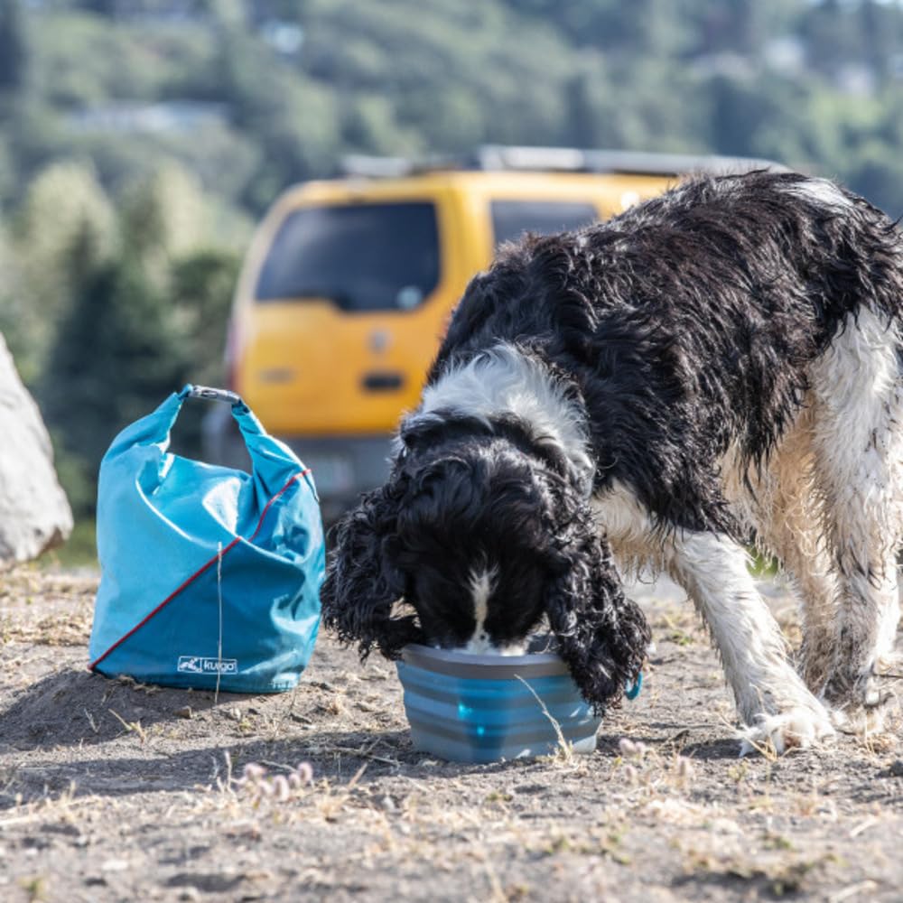 Kurgo Kibble Carrier - Futter- & Leckerlitasche - Kompakte Reiseaufbewahrung - Futterbeutel - Trockenfutterbeutel für Hunde - Camping Zubehör - 2,3 kg Kapazität - Küstenblau
