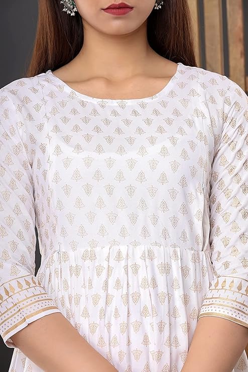 Image of Vinny's Creation Women's Cotton Maternity Kurti | Floral Printed Feeding Kurta with Hidden Zipper | Stylish Pregnancy Gown & Nursing Dress for Womens