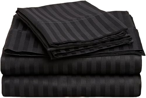 Miniatura 4 de Juego de sábanas de algodón egipcio de 650 hilos para tamaño queen, 4 piezas, tamaño queen, para 19 pulgadas a 24 pulgadas de profundidad, color