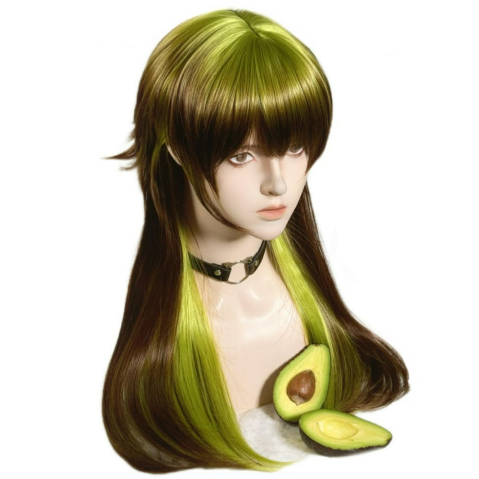 Amazon.co.jp: SCORRO ロングストレートドラッグウィッグアボカド