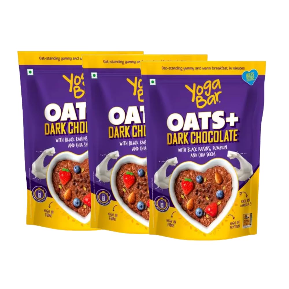 Yogabar Dark Chocolate Oats 1kg, Pack of 3 | Gluten Free Golden Oats | Healthy Breakfast Cereal with Wholegrain Oats (Dark Chocolate Oats, (B0CQP6WNV4) Amazon Price History, Amazon Price Tracker
