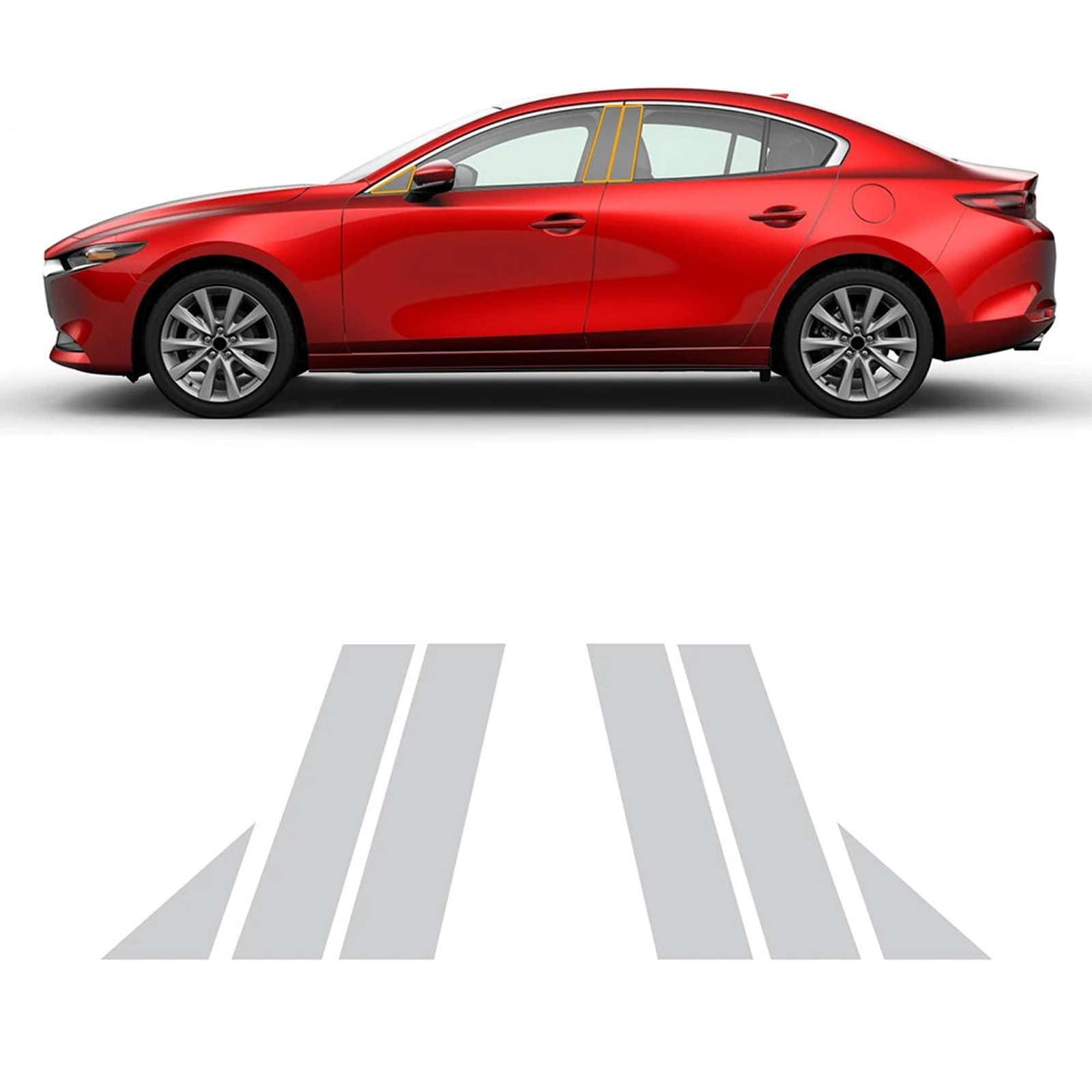 Película de pilares B C acabado premium para protección exterior Mazda 3 2019-2025