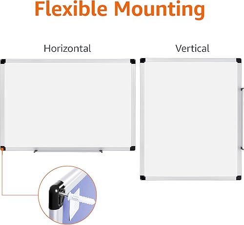 Vista 16 de YaxaBasics - Pizarra magnética de borrado en seco, marco de aluminio, 18 x 24 pulgadas Plateado/Blanco