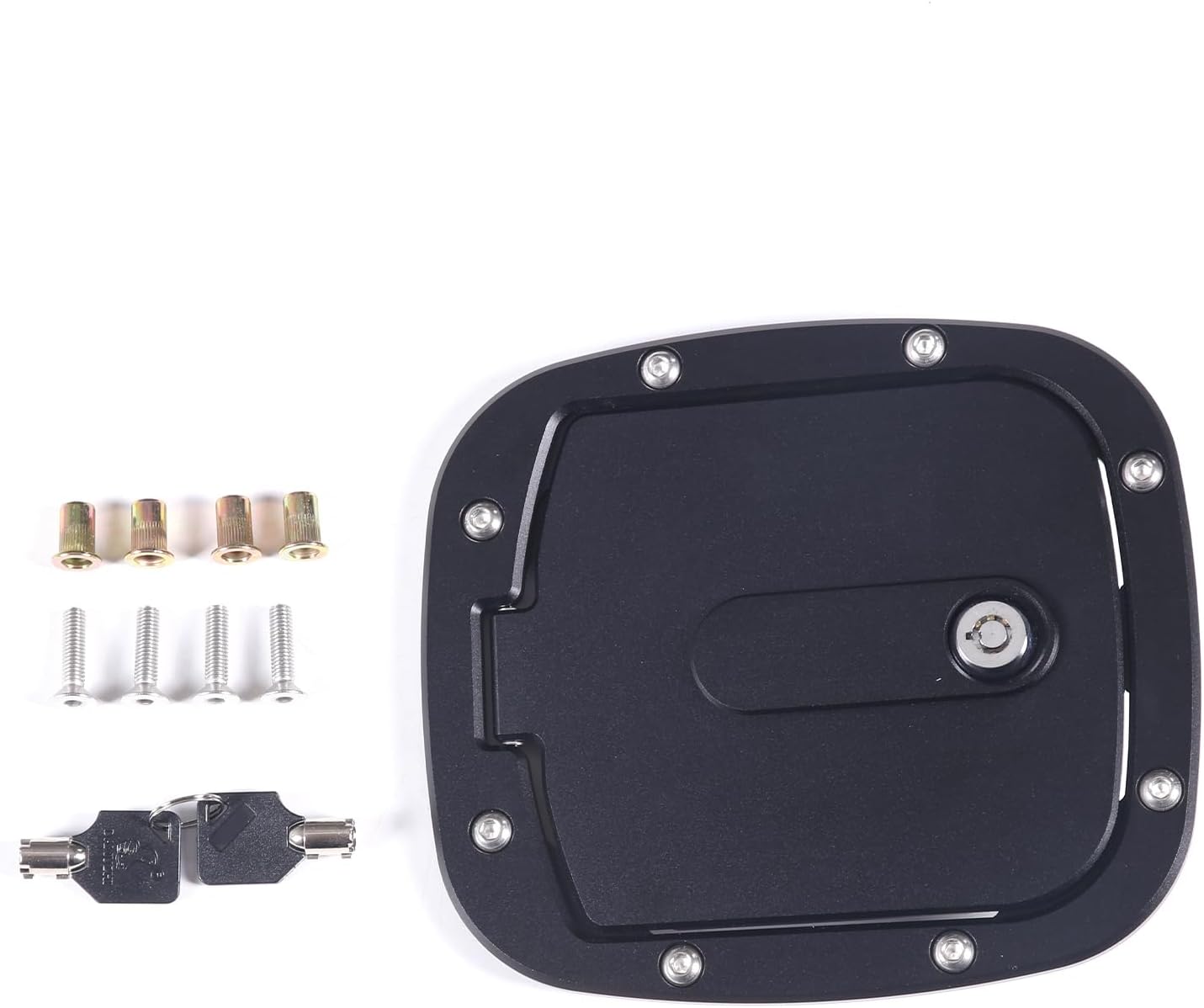 LLKUANG Car Gas Cap Fuel Door Decoration Kit Fit for Toyot@ FJ Cruiser 2007-2021 Auto Aluminum alloy Fuel Tank Cover Trim Replacement Parts