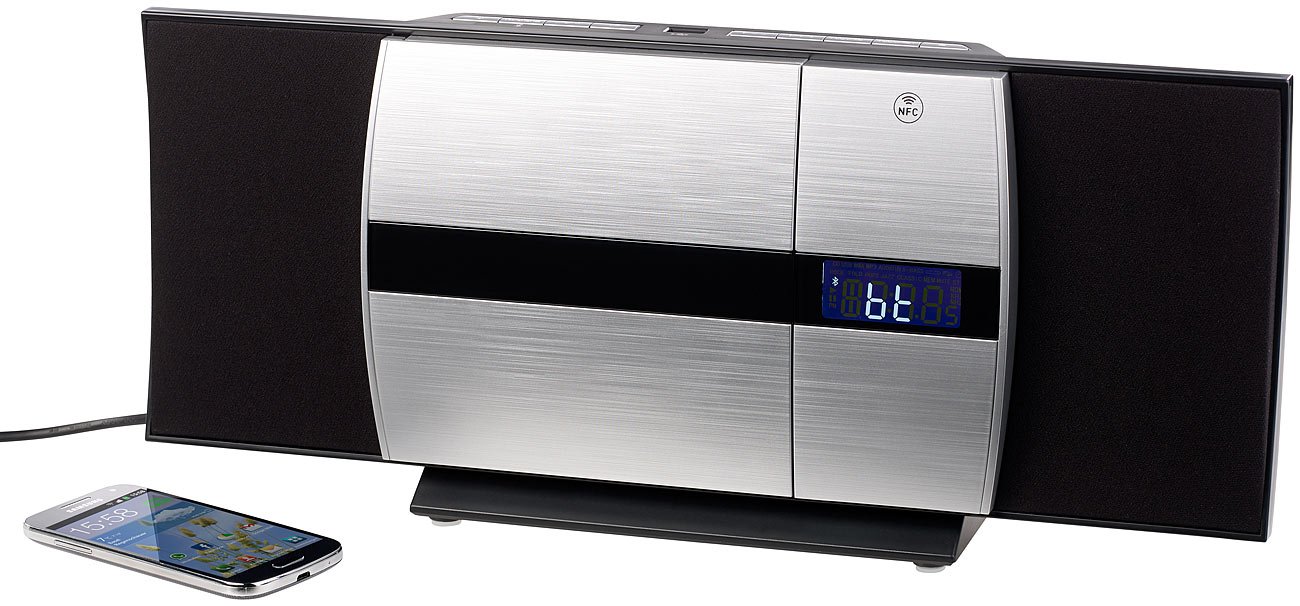 auvisio impianto musicale verticale: Verticale Impianto stereo HiFi, Bluetooth 2.1, Lettore CD (radio da parete con cd, muro lettore, microfono)