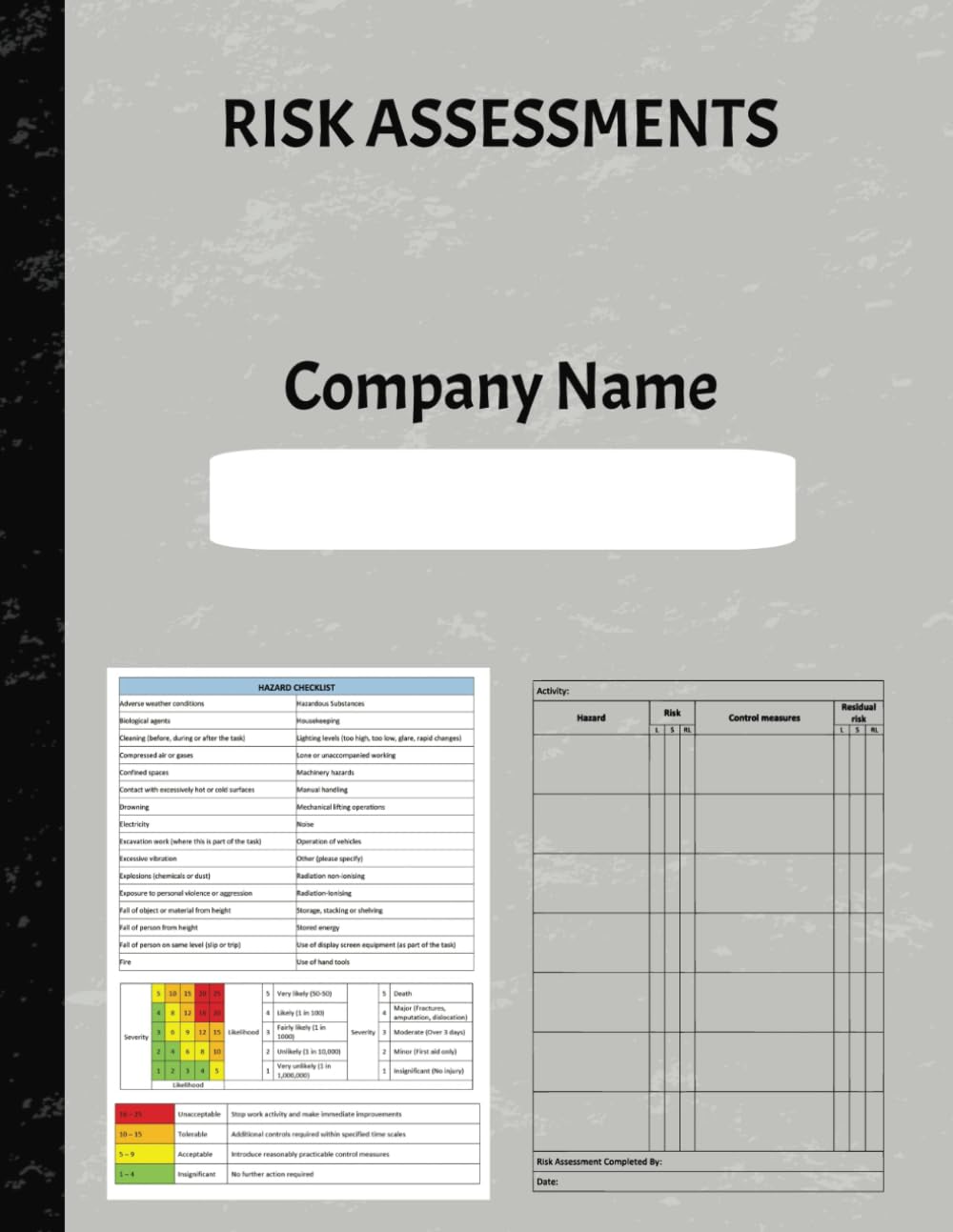 Record Risk Indesign Risk Assessment Record Book: 72 page risk assessment logbook for ...