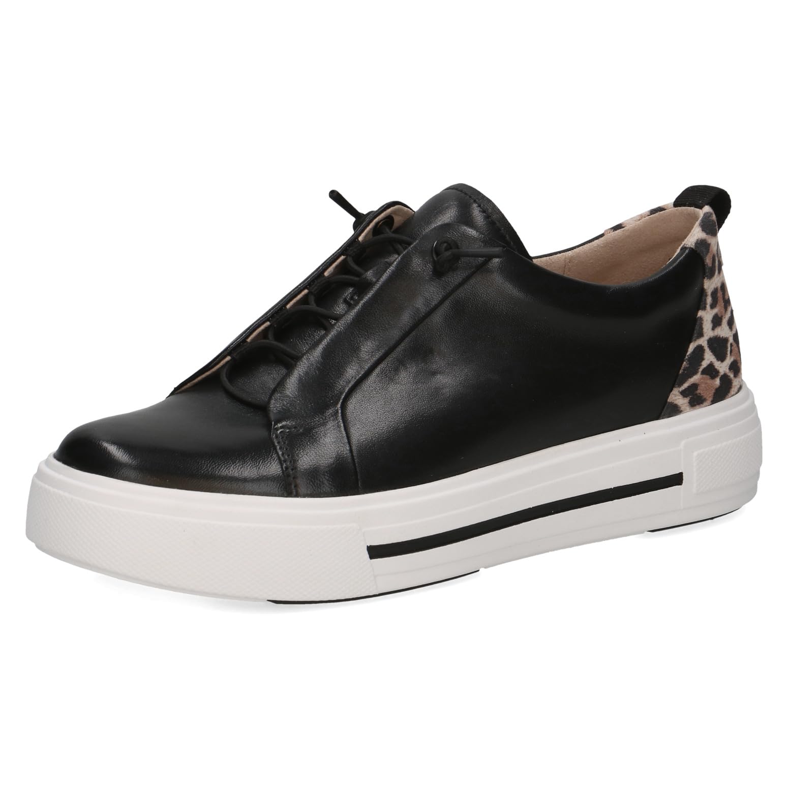 CAPRICE Women's Leather Sneakers, Black (Black Comb), 6.5 UK
