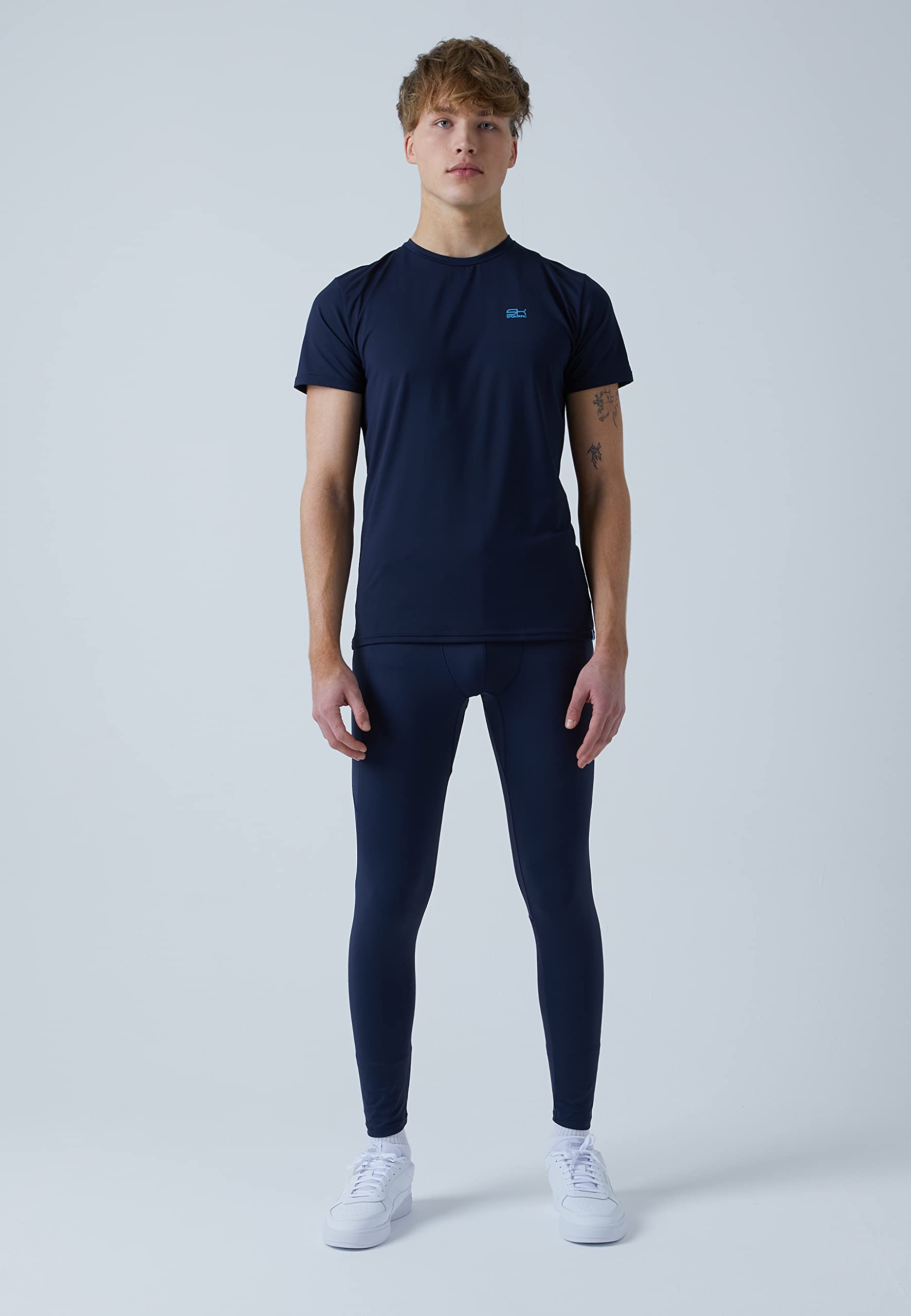 Sportkind Jungen & Herren Lange Laufhose mit Taschen, Sport Leggings, Baselayer, atmungsaktiv, UV-Schutz