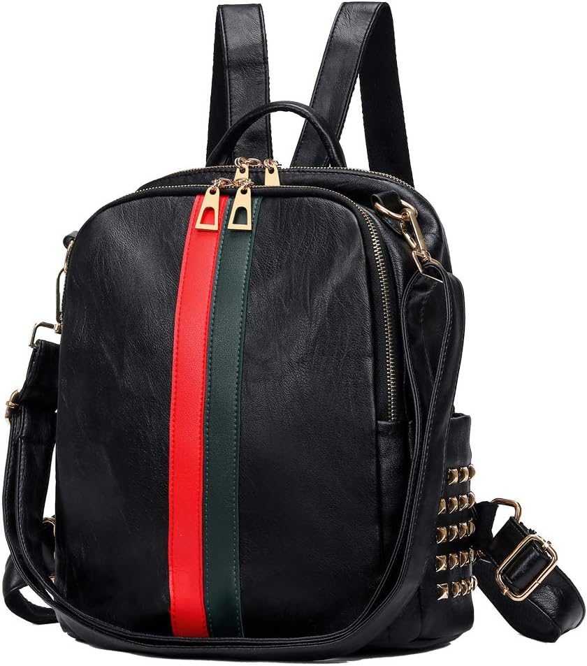 Leparvi Mini Cute Backpack Purse PU Leather Women Backpack Bags Satchel Luxury Totes Ladies Work Rucksack Bag (Medium Black)