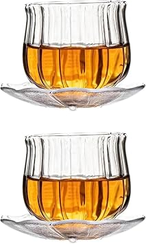 Glass Tea Cup with Saucer, Transparent, 2 Piece Tea Cup, Heat-resistant Glass, Tea Infuser, Tea Pot, Tea Pot, Color Tea Ceramic, Lightweight, Lightweight, Easy to Use, Cafe A