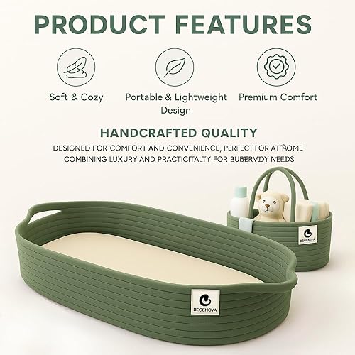 Miniatura 5 de BEBENOVA - Cesta cambiadora de bebé con 02 fundas impermeables y cambiador de bebé, cesta de pañales y bolsa de algodón, cubremesa cambiador