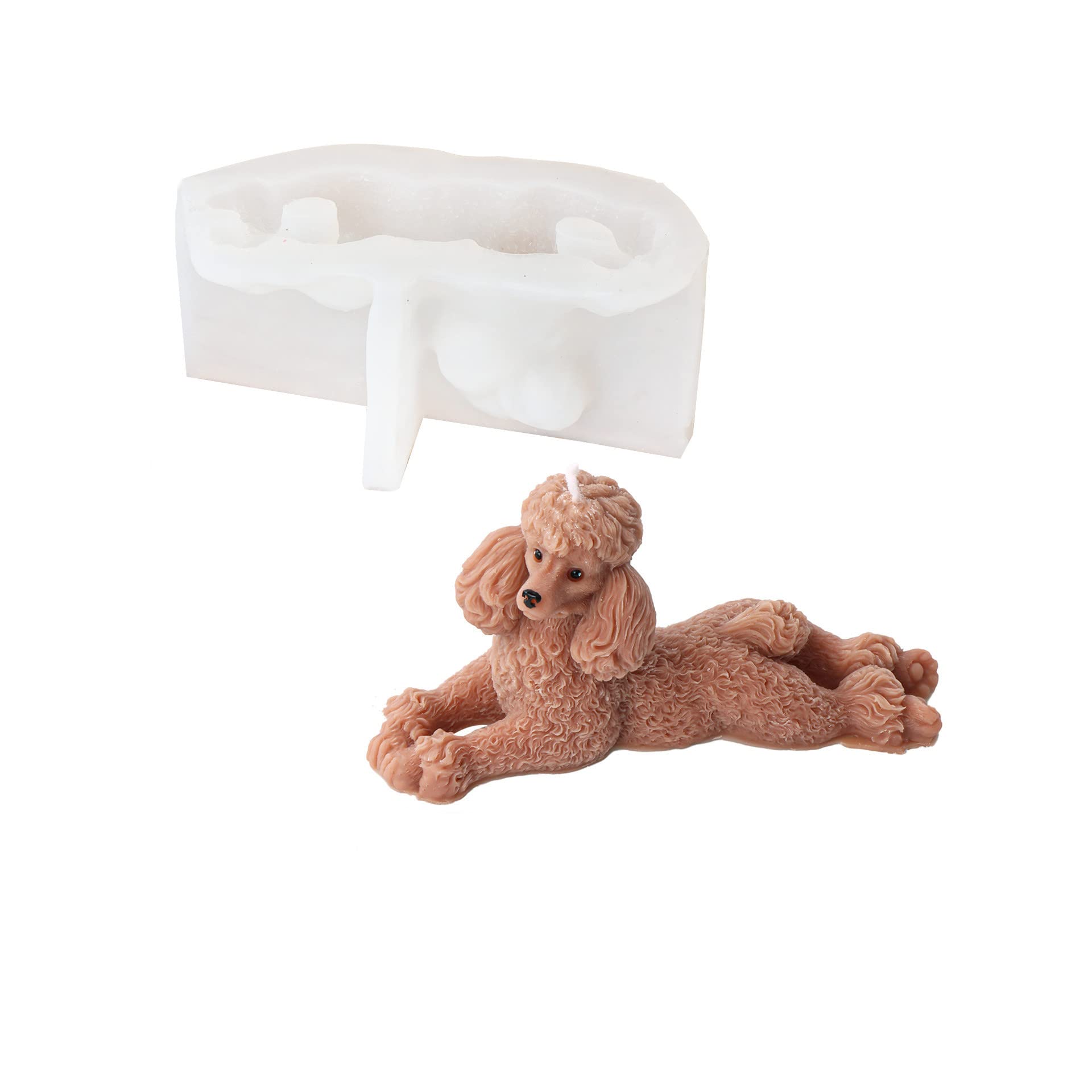 Xidmold 3D Dog Silicone Mould Dog Candle Soap Mould Silicone Animal Mould for Chocolate, Candy, Cake Decor, Soy Wax Candle, Soap, Polymer Clay, Plaster, Resin Art (Dog I)
