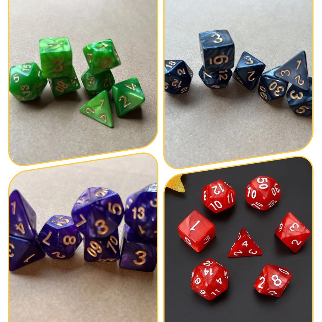 Set da 4 da 28 pezzi di dadi poliedrici colorati, dadi da gioco con 4 sacchetti con cordino per Dungeons & Dragons DND RPG MTG Giochi da Tavolo