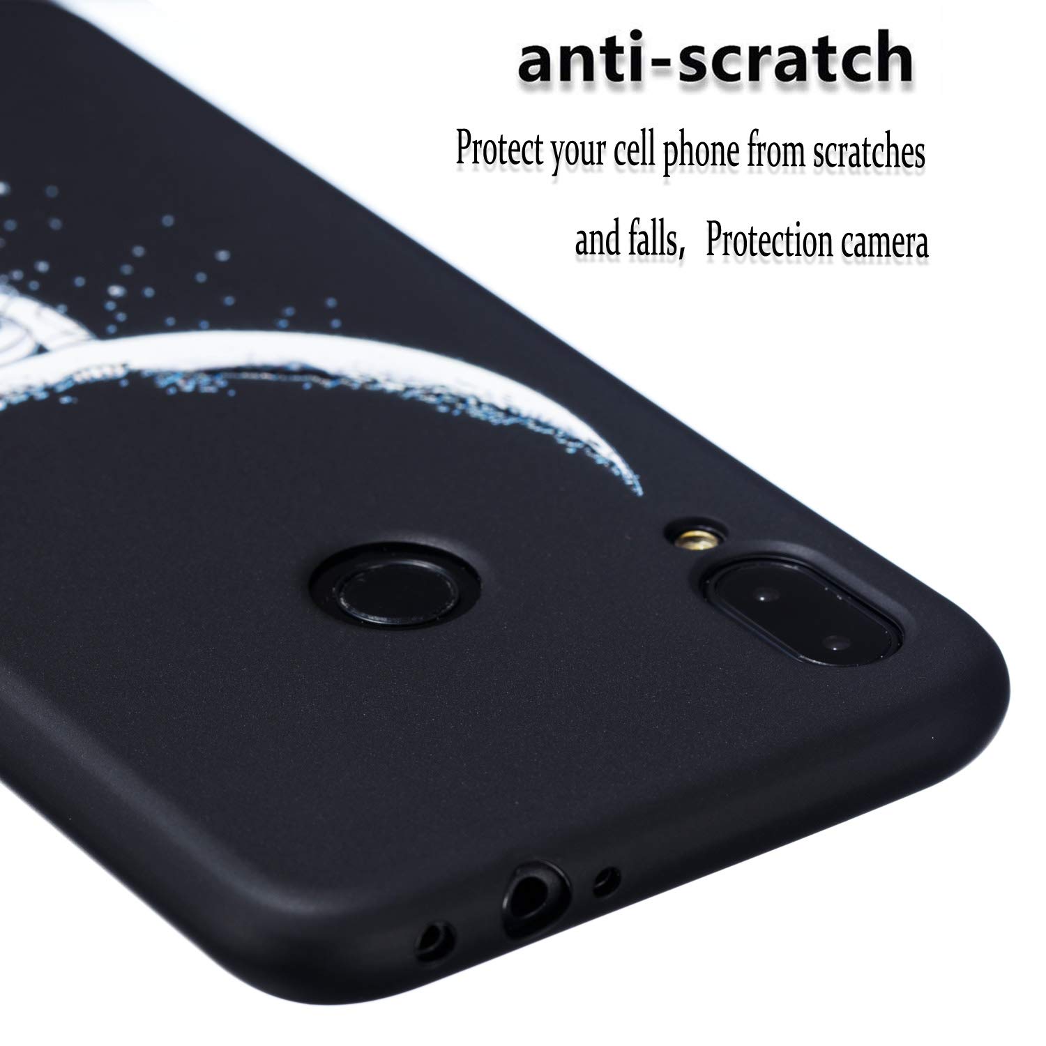 Custodia CUAgain In Silicone Per Xiaomi Redmi 9 | Antiurto, Sottile, Con Motivo Astronauta – Nero - copertina