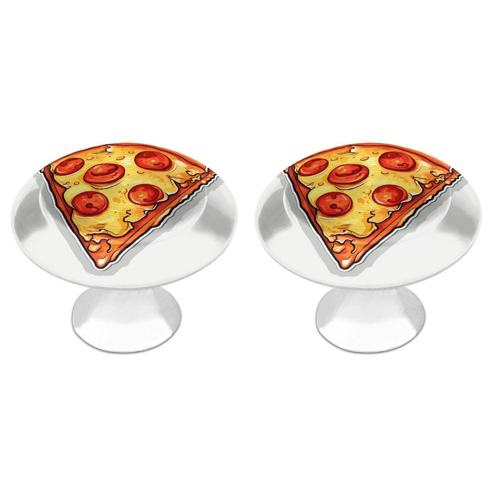 FekiLoot Cartoon Pizza Cabinet Knobs 2 Pack Stainless Steel Round Dresser Drawer Knobs Kitchen Drawer Hardware Dresser Knob Closet Door Pulls Cabinet Handles for Cupboard Drawer Pulls