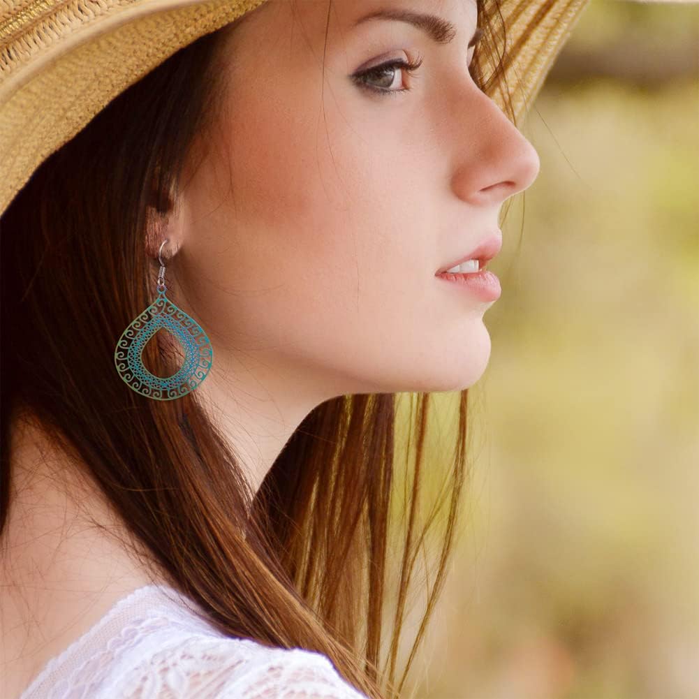 Pandahall 48pcs Stainless Steel Filigree Pendants Rainbow Teardrop Kite Rhombus Charms Etched Metal Embellishments Rectangle Sugar Skull Hollow Connector for Bracelet Necklace Earring Jewelry Making - Image 4