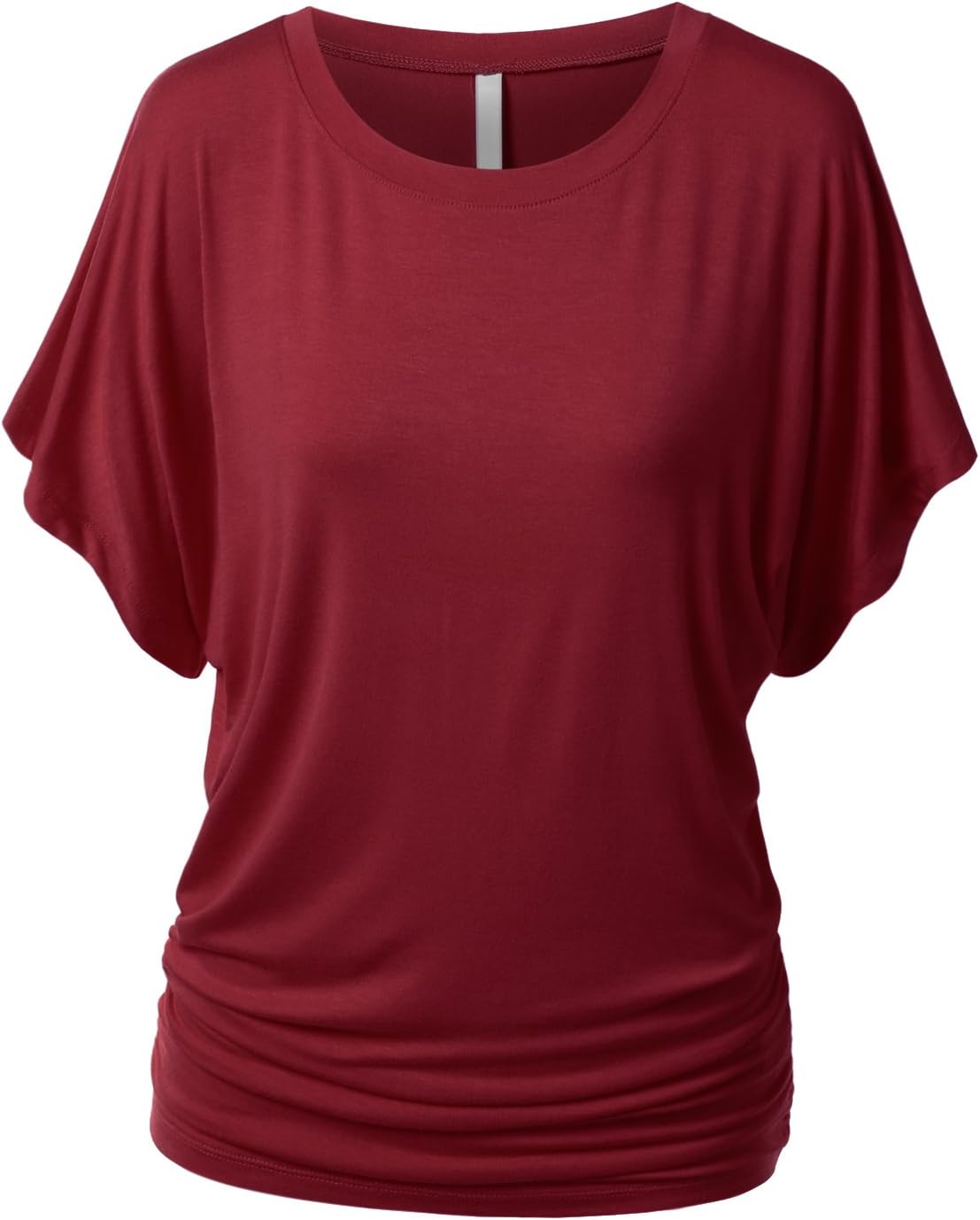 Womens Dolman Sleeve Top Boatneck Drape Shirts Awts055_burgundy Small