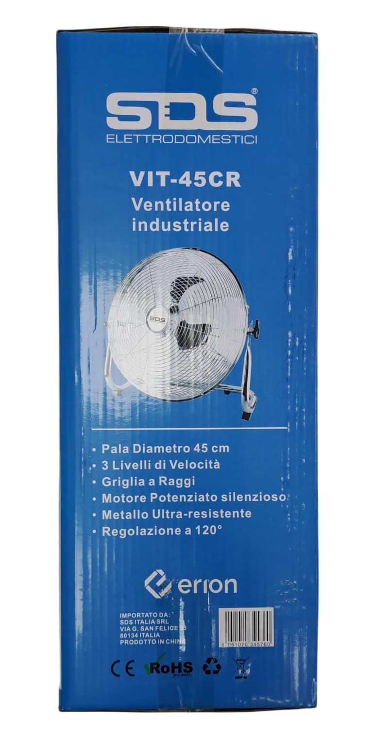 SDS - Ventilatore Industriale da Terra 45 cm 100W VIT45CR | Potente