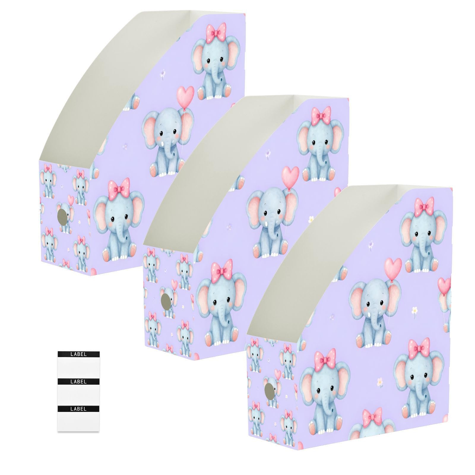 Ttgoth Magazine File Holder for Desk, PP File Organizer for A4 Documents and Magazines, Foldable Desktop Storage Box with Labels for Office, School, Home, 3 Pack