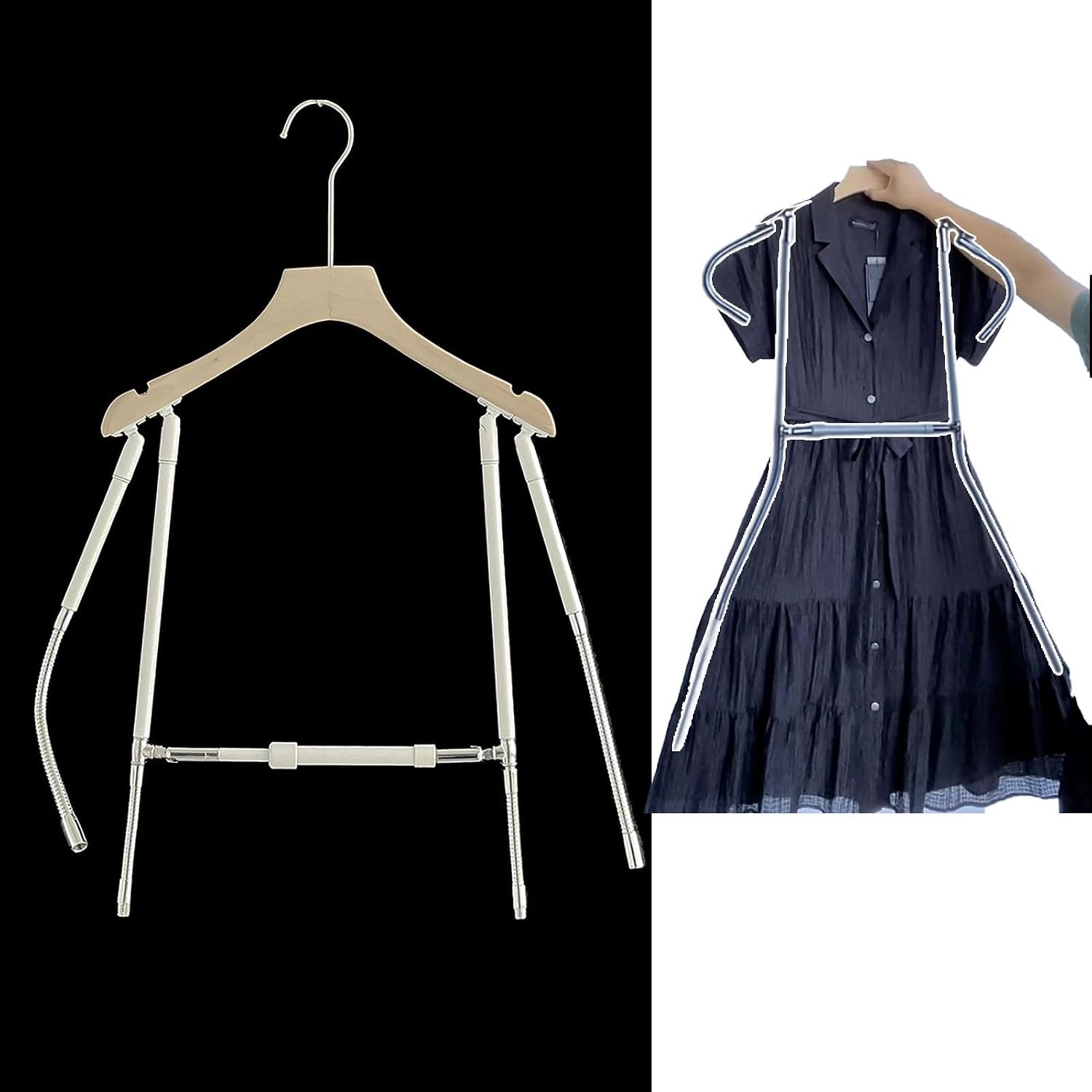 Elegant Poseable Mannequin Dress Form with Invisible Hanger for Clothing Photography, Boutique Display Stand for Women's Fashion, Adjustable Body Shape Clothes Hanger