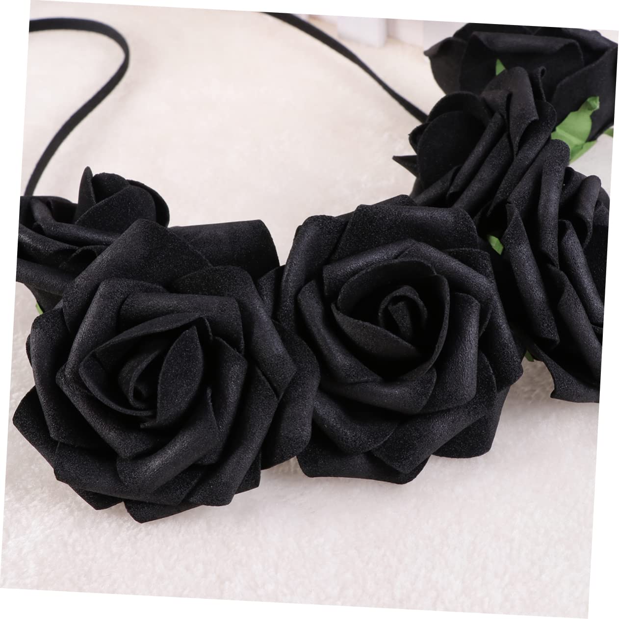 Couronne de Fleurs en Écume, Serrage-tête Rose Noir à Six Roses