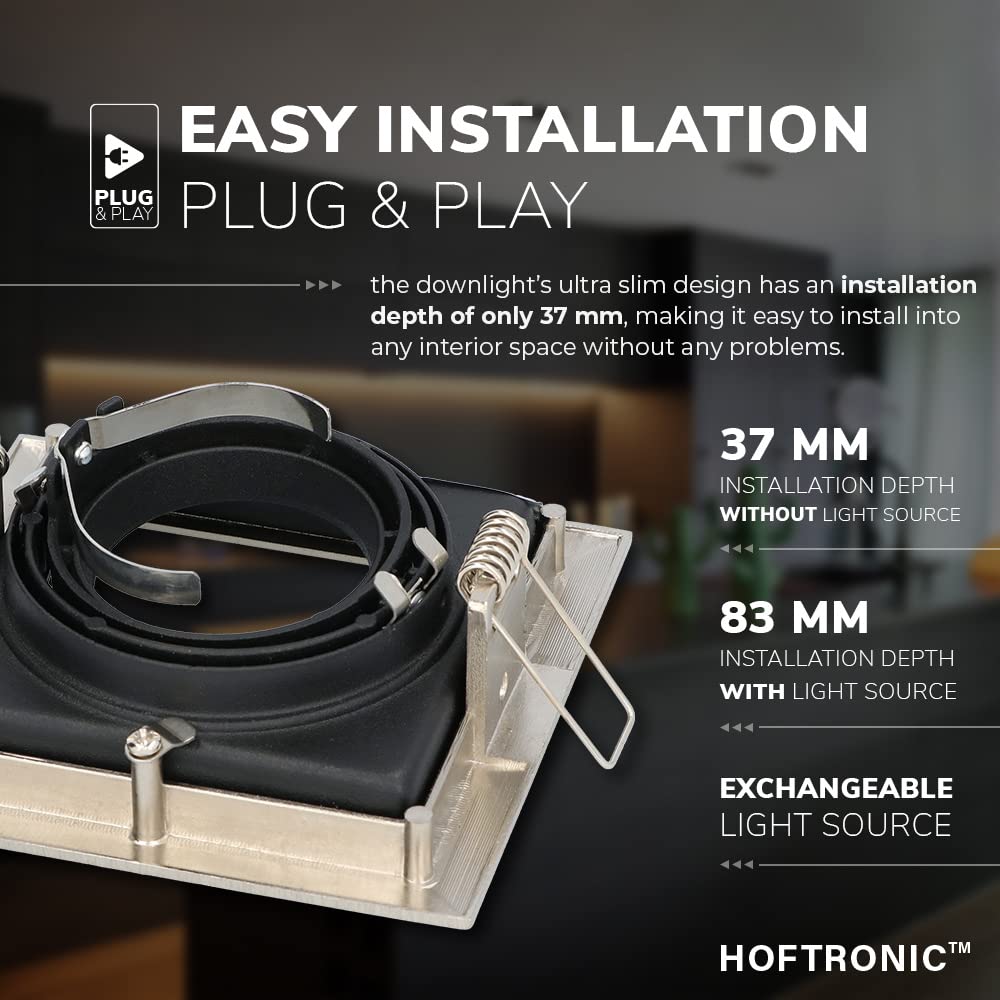 HOFTRONIC 3er-Set LED Einbaustrahler – Schwenkbar, Dimmbar, 4000K Neutralweiß, GU10, Für Deckenmontage In Wohnzimmer & Büro