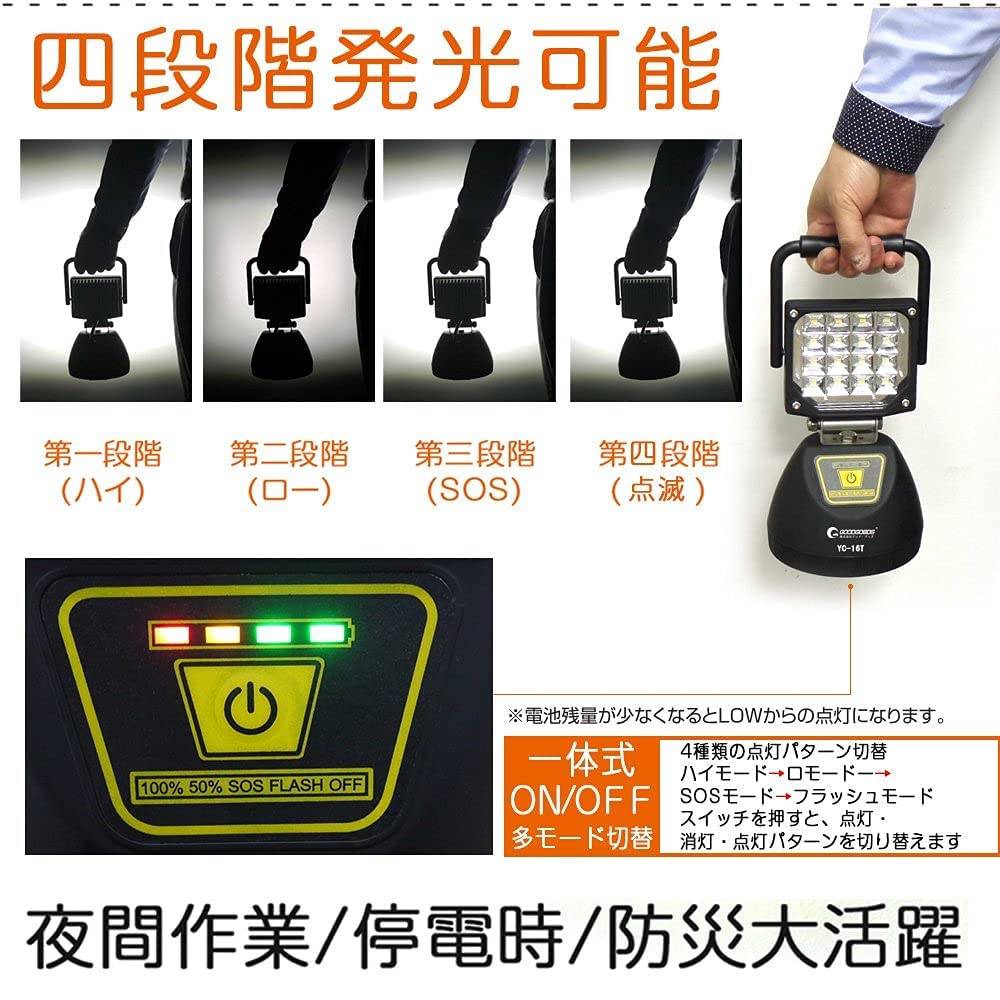 : グッド・グッズ LED 充電式 ワークライト 16W