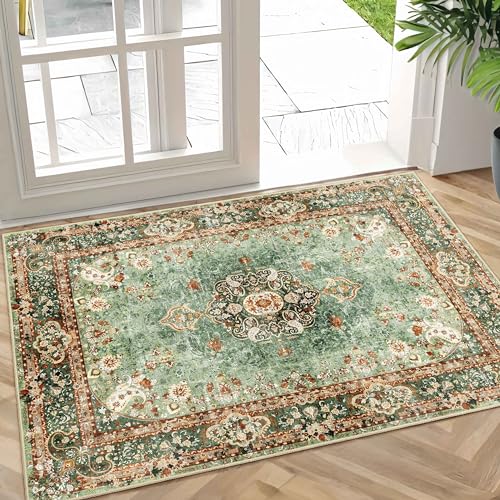 Castage Small Rugs 2x3,Green Rug for Entryway Bathroom Bedroom Kitchen