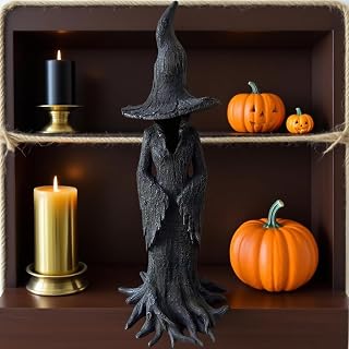 Cracker Barrel Witch Statue,Witch Statues and Figurines – 8" Gothic Halloween Resin Figurine for Home, Patio, Desktop Decor, Retro Magician Dark Fantasy Sculpture
