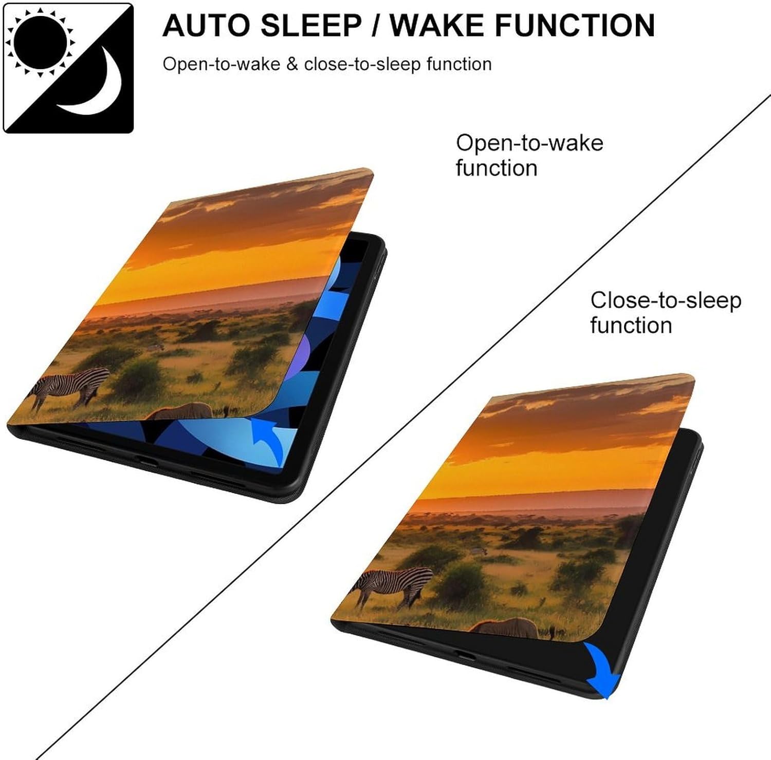 African Animals Wildlife Sunset Slim Fit Tablet Case Protective Stand Cover Shell Compatible with ipad Air5/air4 (10.9in) /ipad Pro 2018(11in)