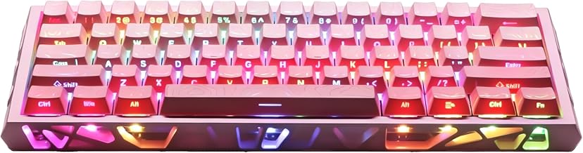 Ladybug Mechanical Gaming Keyboard,61 Key Hot Swappable Mechanical Keyboard | Ultra Compact 60% Form Factor,Linear Red Switch,RGB Backlit,Compatible with Windows Laptops, PC and Mac (Pink)
