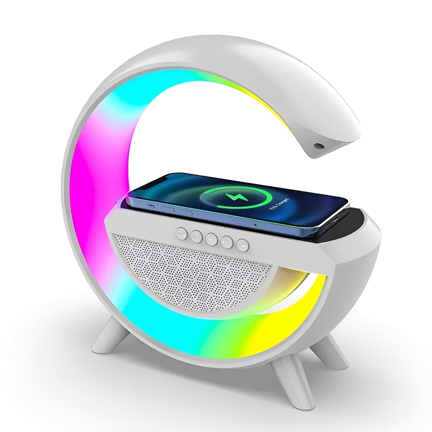 Lipzie Smart Alarm Clock with G-Shape RGB Light Bluetooth Speaker for Bedroom, Living Room, and Game Room