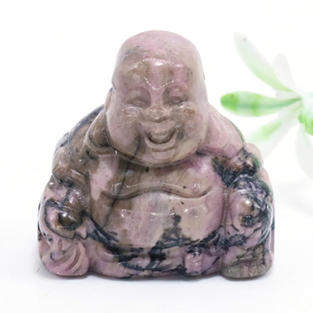 Statue de Bouddha en rhodonite noire artisanale pour décoration zen