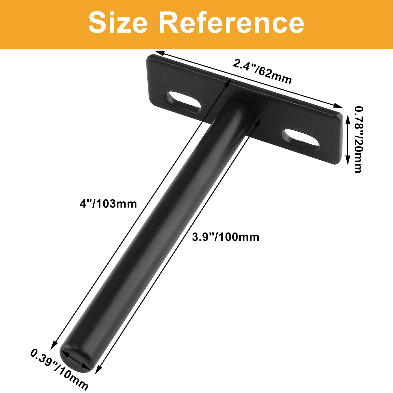 Soportes De Estante Flotantes Negros - 4 Unidades, 100mm, Acero Resistente - Para Estanterías, Cocina, Pared