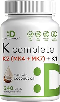 - DEAL SUPPLEMENT Vitamin K Complete - 240 Coconut Oil Softgels | High Potency Vitamin K2 (MK-7 and MK-4) & K1 | Full Spectrum Triple Vitamin Ｋ | Bone, Joint, & Immune Support – Non-GMO