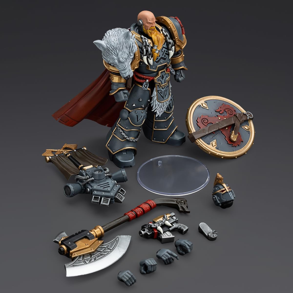 JOYTOY1/18 Warhammer 40,000 Action Figure Space WolvesLegion Praetor with Power Axe and Combat Shield Collection Model Birthday Gift
