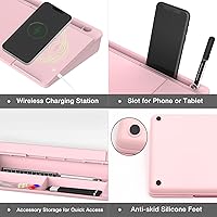 Vista 12 de TOWON Desktop Glass Whiteboard with Basic Calculator, 12 Digit LCD Display, Desk Organizers with Accessories for Office, Home, School Supplies