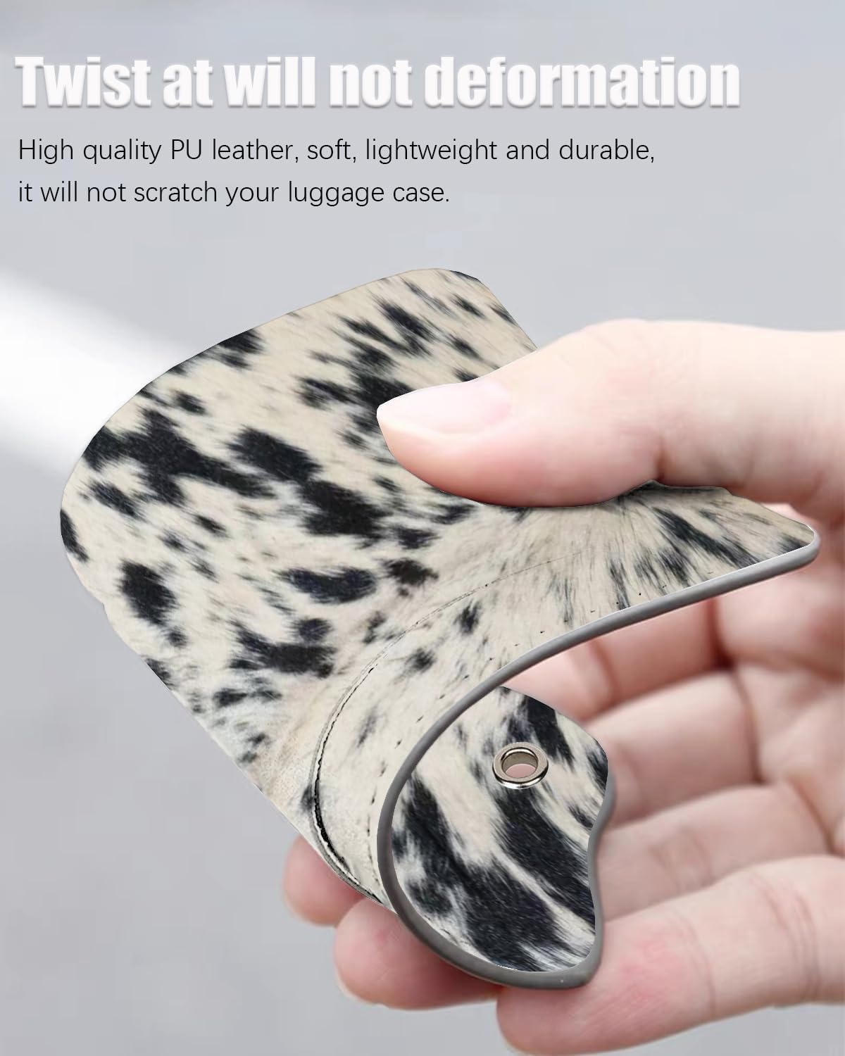Luggage Tags for Suitcase, 2 Pack Suitcase Tags with 4 Stainless Steel Loop and Identifiers Privacy Cover ID Label for Women Men Travel Gifts (Cow Print) image 2