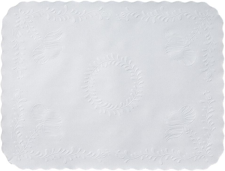 Hoffmaster TC8704461 Premium Placemats, White Anniversary Embossed Traymat 12.75 Inch x 16.625 Inch, Box of 2000