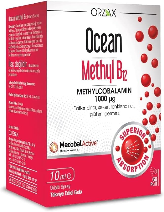 Ocean Methyl B12 1000 mcg Metilkobalamin içeren Dilaltı Sprey (1 x 10 mL)