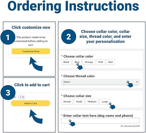 Miniatura 9 de Collar para perros personalizado collares bordados con nombre de mascota y número de teléfono azul negro rosa rojo y naranja collares para perros