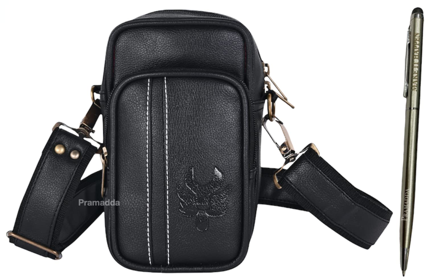 Classic Black Vegan Leather Compact Sling Bag for Men Women | gift items for men birthday special | Diwali Christmas corporate gifts for employees | Mens Father Husband gift items-image-38