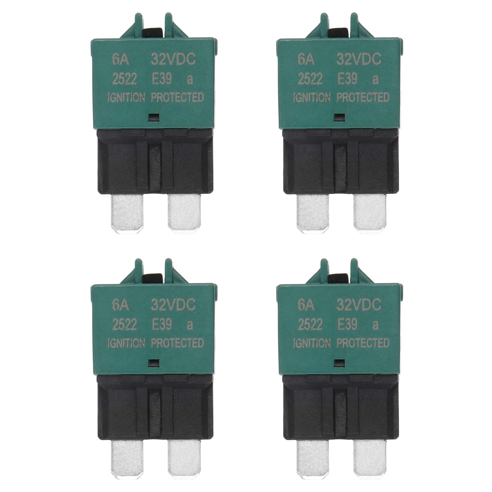 sourcing map Manual Resettable Fuse, 32V DC 6A E39 Low Profile ATC/ATO Manual Blade Circuit Breaker Reset Fuses for Car, Truck, RV, SUV, Marine, Boat, Motorcycle, Pack of 4