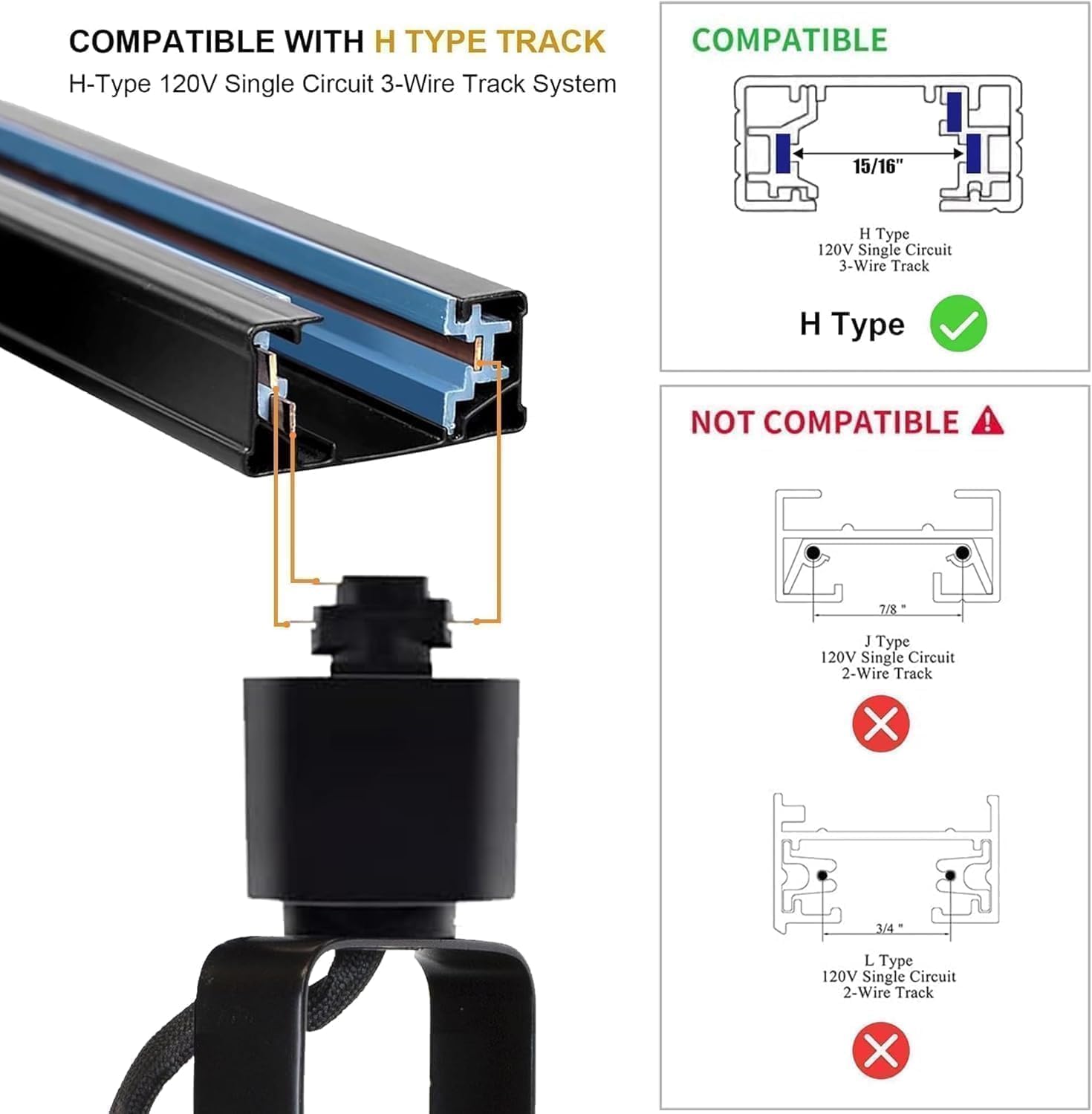 Set di Illuminazione LED Nero Regolabile di Luminosità Bravsekai, Testa per Binario GU10 10W 3CCT con 2x1m Binario Tipo H, 3000K/4000K/6000K Regolabili, Faretti da Soffitto Commerciali con 6 Lampade G